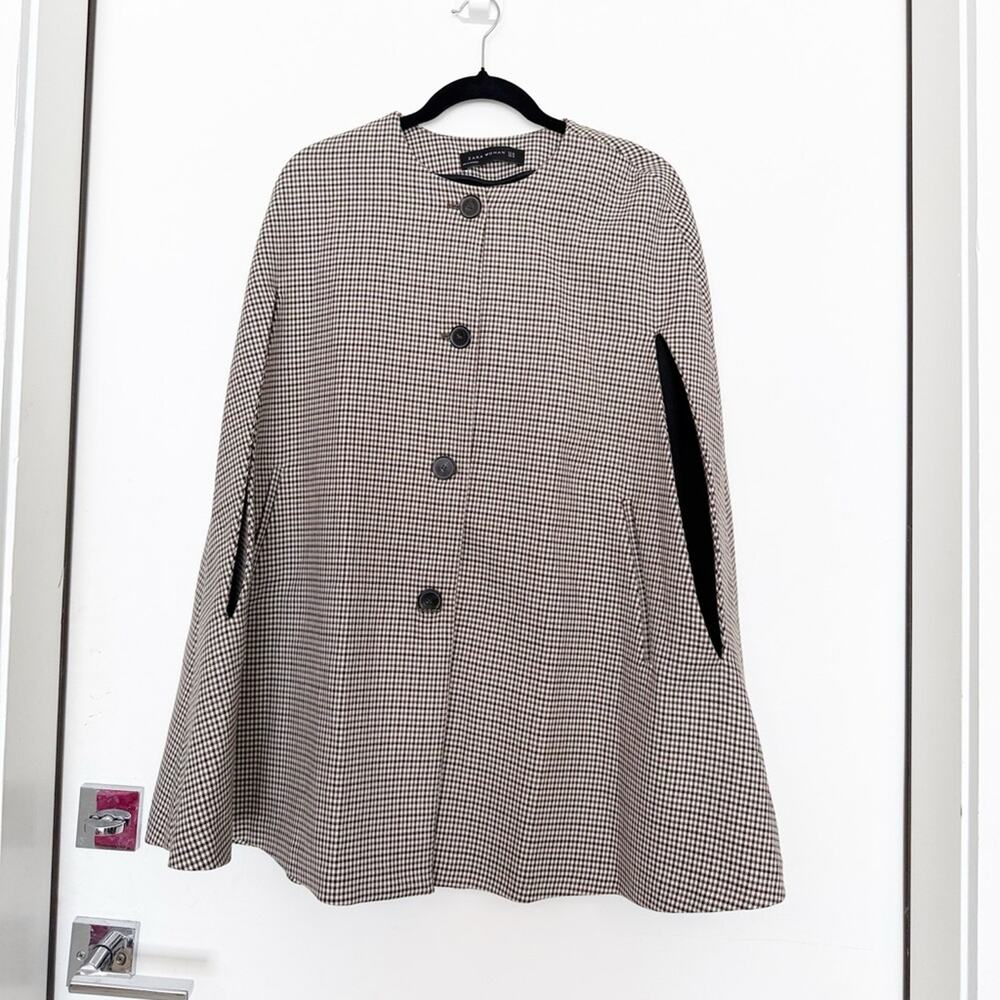 Zara Plaid Cape Coat